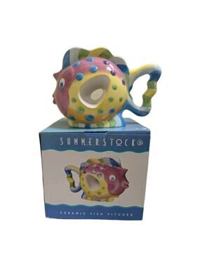 New Summer Stock Fish Pitcher Federated Store Vintage 2000 Embossed Textured